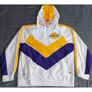 NEW🏀Los Angeles - Lakers Quarter Zip Jacket - White/combo, size:L